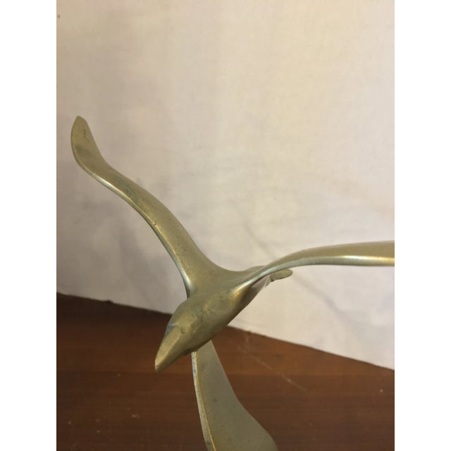Brass Vintage 1960s Brass Soaring Seagulls Sculpture For Sale - Image 8 of 13