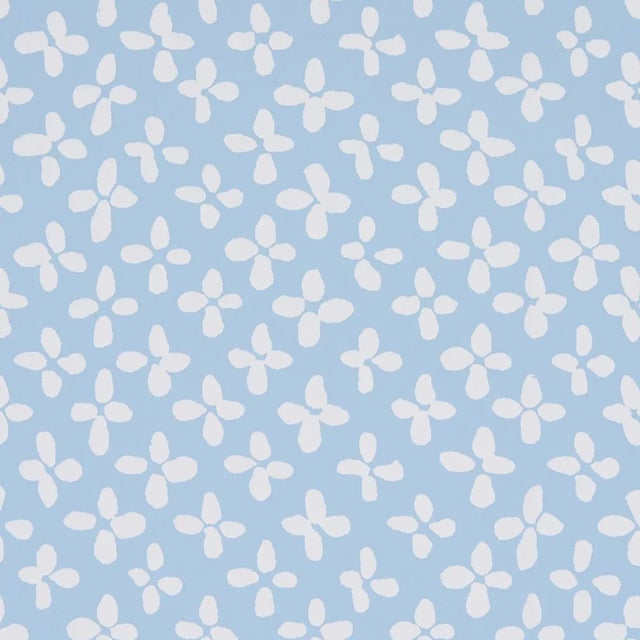 Schumacher Emerson Wallpaper in Ivory on Sky For Sale