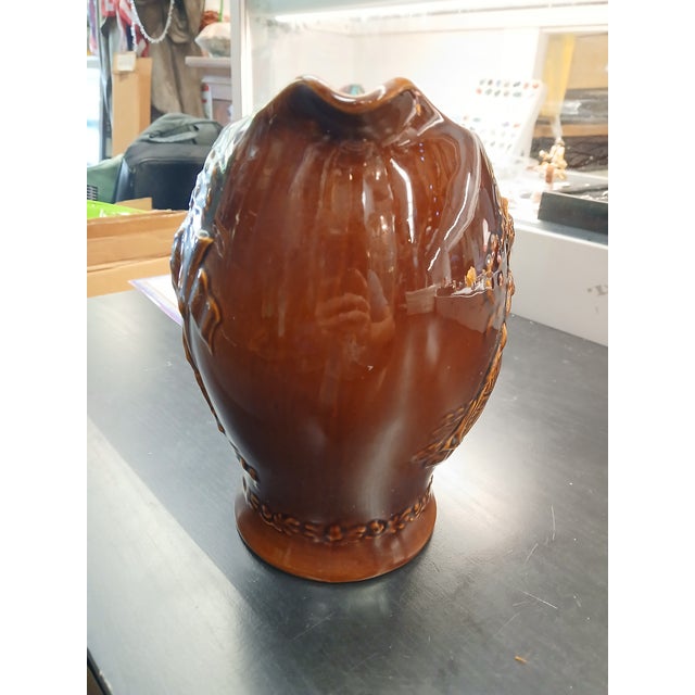 1940s Devon England Rare Vintage 1940s Wwii v Day Brown Glazed Pitcher For Sale - Image 5 of 5