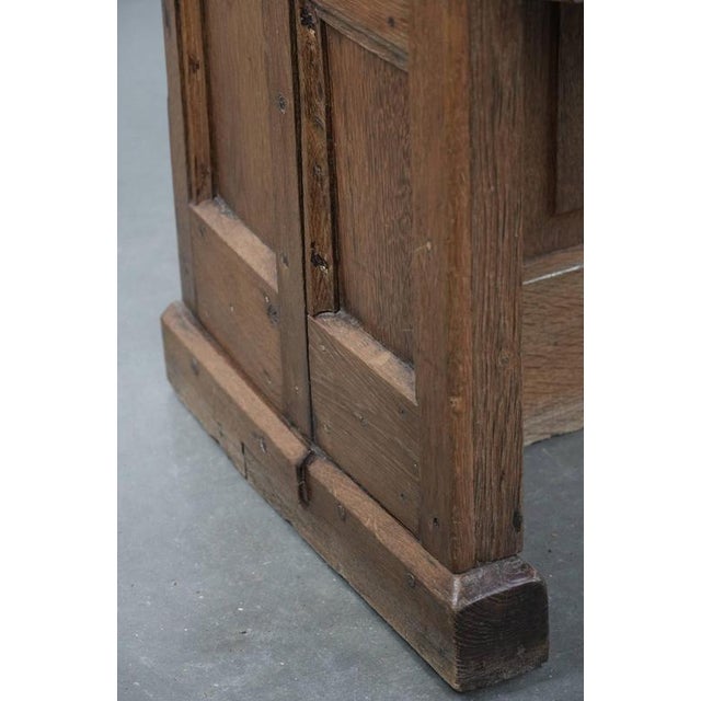 Antique Gothic Style Oak Church Pew with Carvings For Sale - Image 12 of 18
