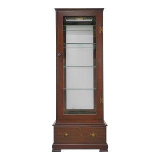 Vintage Mirrored Back Wood Curio Vitrine Cabinet For Sale