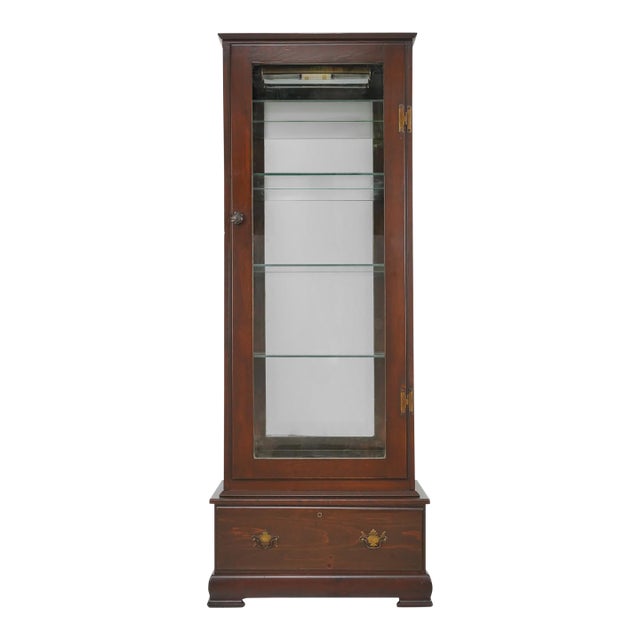 Vintage Mirrored Back Wood Curio Vitrine Cabinet For Sale