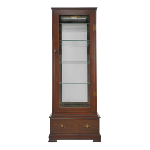 Vintage Mirrored Back Wood Curio Vitrine Cabinet