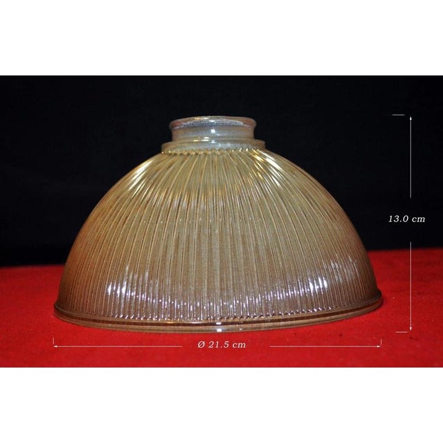 Mid-Century Modern Four-Light Bronze Chandelier with Holophane Prismatic Glass Shades, 1950s For Sale - Image 9 of 18