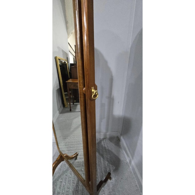 Vintage Walnut Cheval Mirror, 1920 For Sale - Image 4 of 8