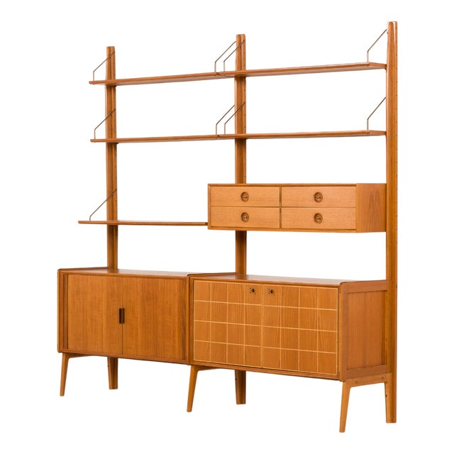 Teak Free Standing Wall Unit by Fredrik A. Kayser for Gustav Bahus, Norway, 1960s For Sale