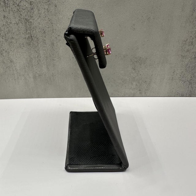 Contemporary Pink Sapphire Stud Earrings in 14kt Yellow Gold - 1.25ctw, Push Backs, New, A Pair For Sale - Image 3 of 5