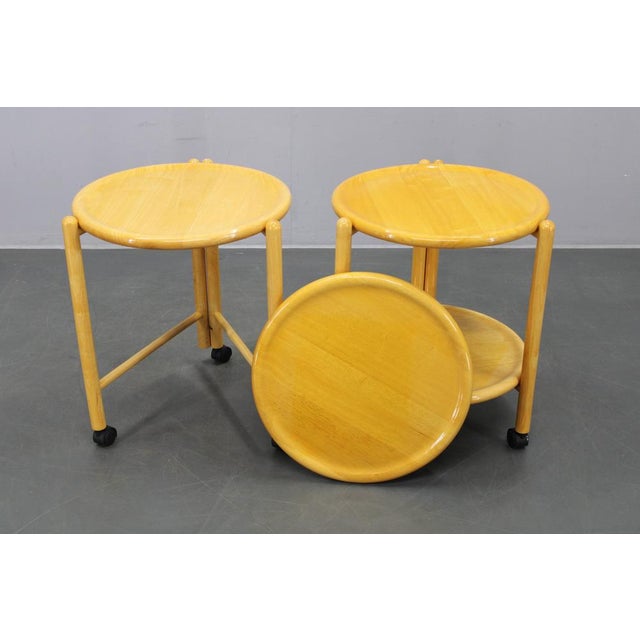 Danish Round Birch Lazy Susan Trolley from Jens Quistgaard, 1970s, Set of 2 For Sale - Image 6 of 14