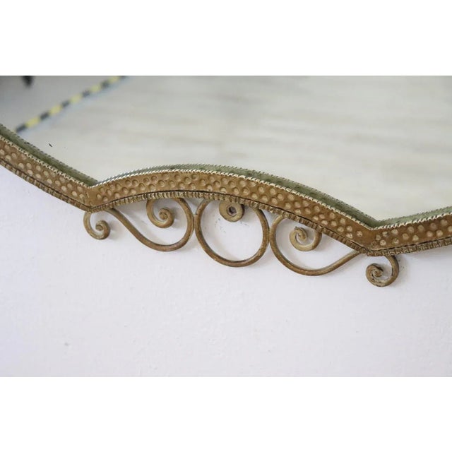Vintage Gilded Iron Wall Mirror, 1950s For Sale - Image 4 of 11
