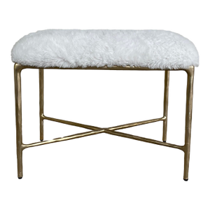 Modern White Faux Fur Bench