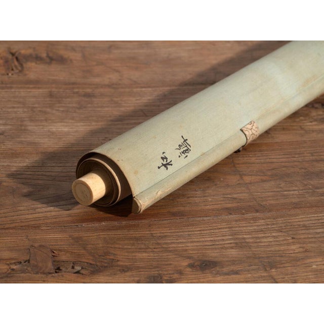 Antique Japanese Kakejiku of a Crane in Colour on Paper, 1900 For Sale - Image 3 of 12