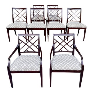 Ethan Allen Chinese Chippendale Style Dining Chairs - Set of 8 For Sale
