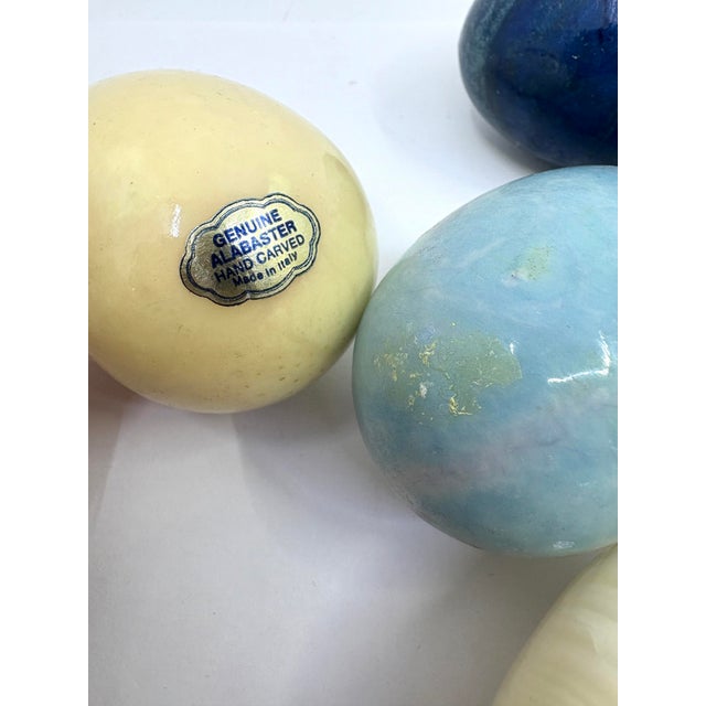 Vintage Hand Carved Alabaster Easter Eggs Made in Italy - A Set of 9 For Sale In New York - Image 6 of 7