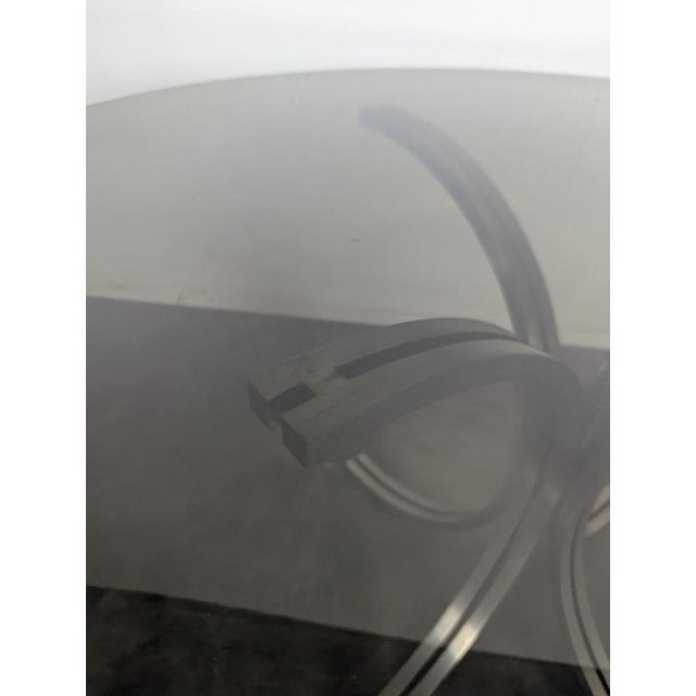 Glass Space Age Table with Smoked Glass Top and Chrome Base, 1970s For Sale - Image 7 of 10
