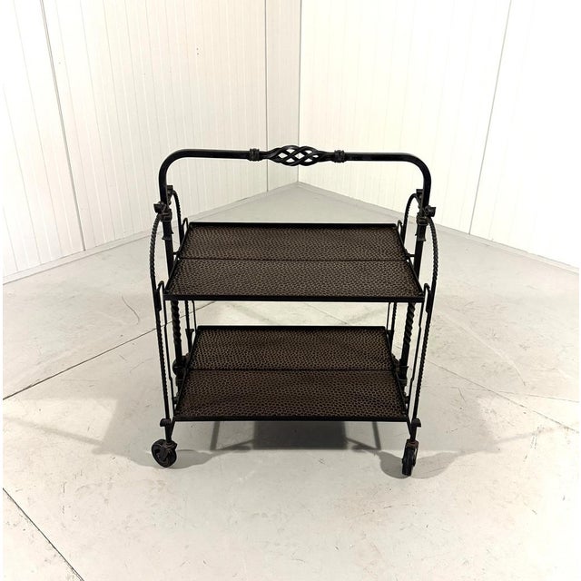 Brutalist Wrought Iron Folding Serving Trolley, 1950s For Sale - Image 10 of 15