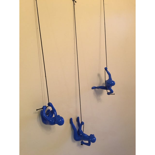 Contemporary Blue Climbing Man Wall Art For Sale - Image 3 of 4