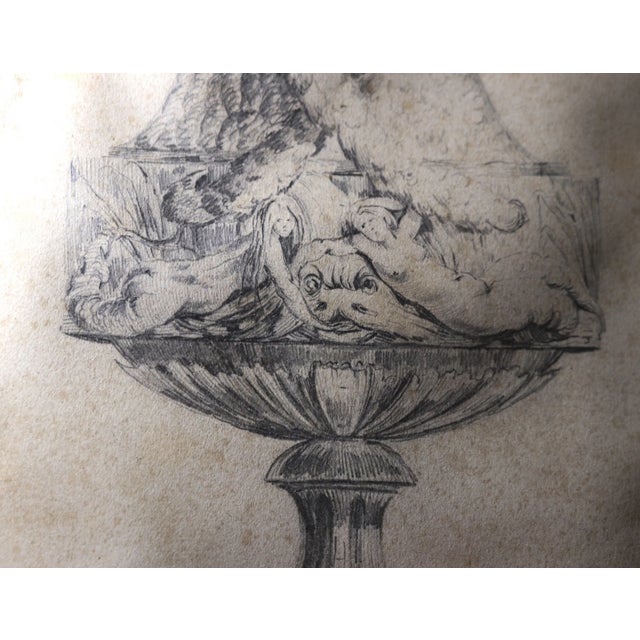 Realism Antique Original 18th Century Figural Garniture Ornamental Urn Planter Drawing For Sale - Image 3 of 12