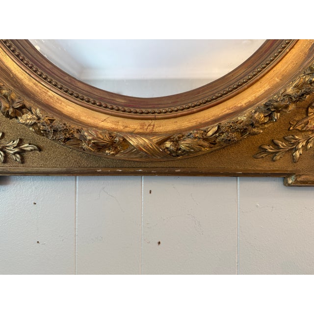 Late 19th Century Napoleon III Oval Carved Gilt Mirror For Sale - Image 5 of 7