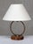 This rare table lamp was produced in Sweden in the late 1940s, in the Swedish Modern style. The graphic design is composed...