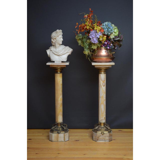 Gemstone Antique Columns in Marble, 1870, Set of 2 For Sale - Image 7 of 9