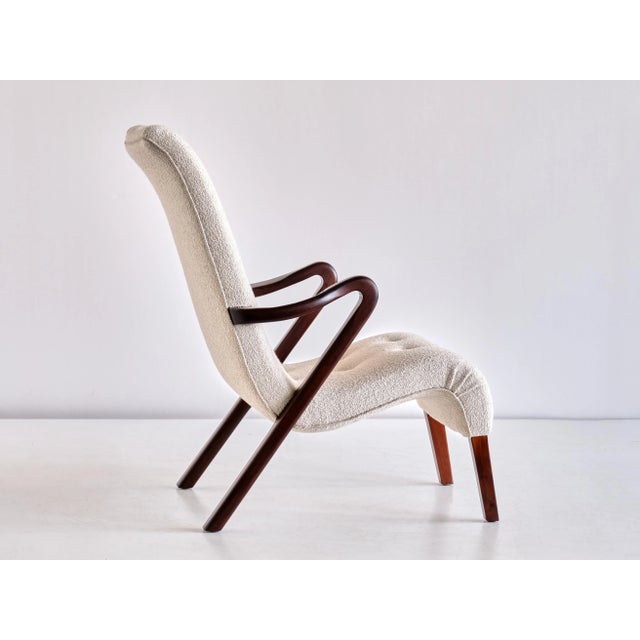 Armchair in Bouclé and Mahogany by Axel Larsson, Sweden, 1940s For Sale - Image 11 of 12