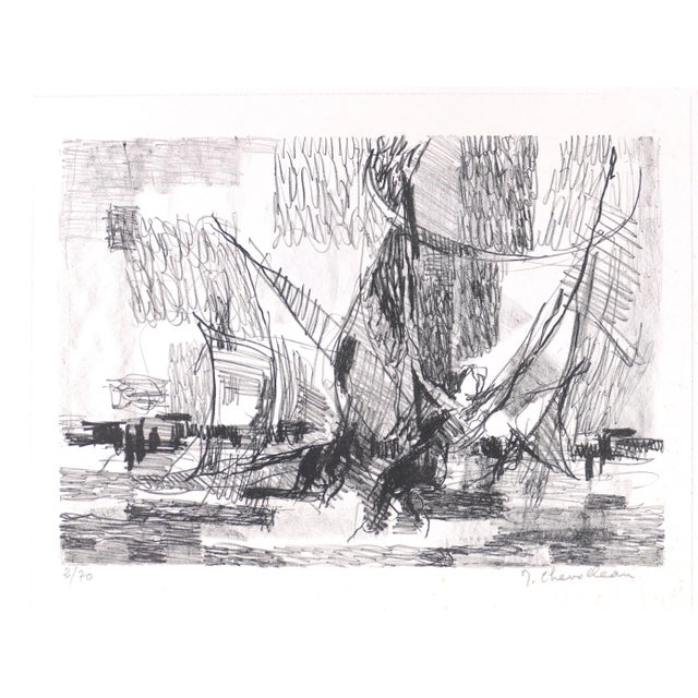 Composition - Original Lithograph by J. Chevolleau - Late 20th Century Late 20th Century For Sale