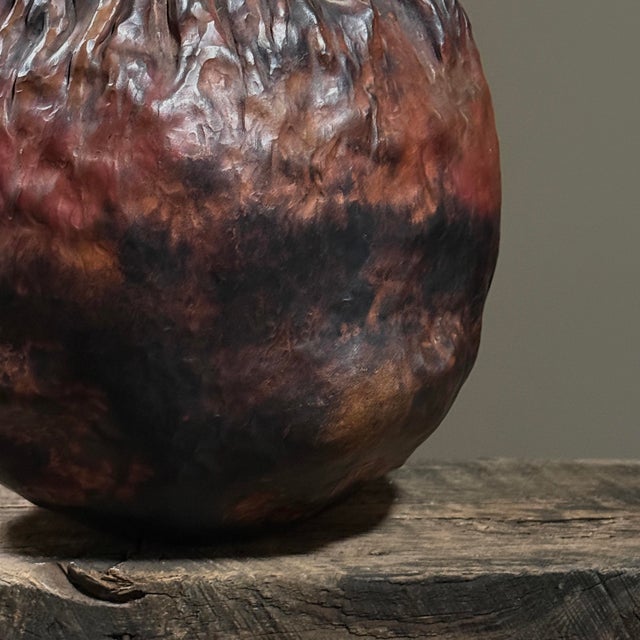 Metal Vintage Brutalist Sculpted Patinated Copper Vessel by Anthony Di Bona, Stamped For Sale - Image 7 of 9