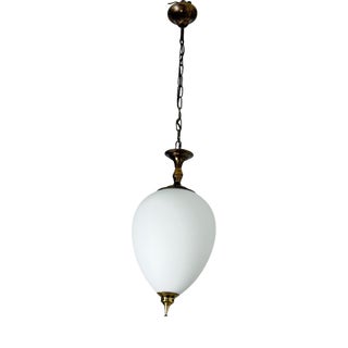 Pendant Lamp in Brass and Opaline Glass in the style of Luigi Caccia Dominioni, 1960s For Sale