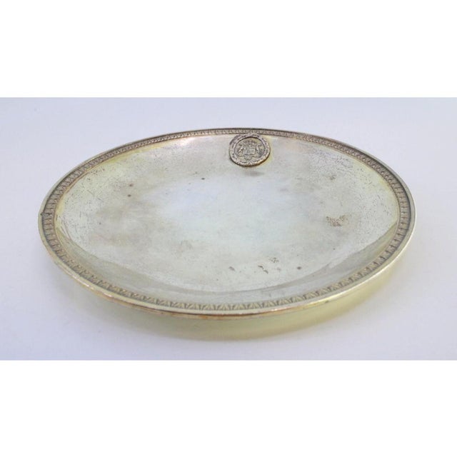 Silver Tray with Raised Edge Frieze with Coat of Arms For Sale - Image 3 of 8