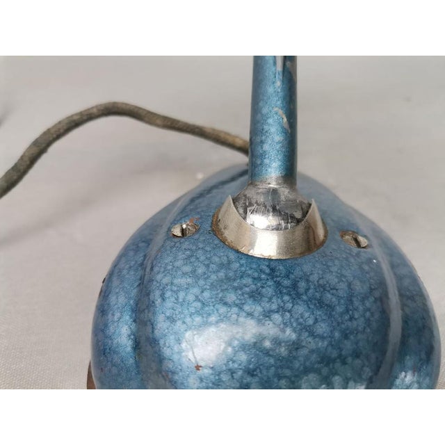 Art Deco Style Blue Metallic Iron Electric Air Fan, 1959 For Sale - Image 10 of 15