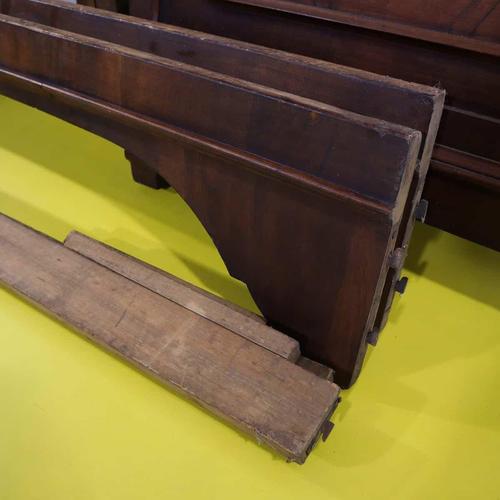 Wooden Double Bed with Shaped Headboard and Turned Legs For Sale - Image 4 of 12