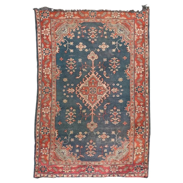 Antique European Oushak Hand Knotted Rug, 1890s For Sale
