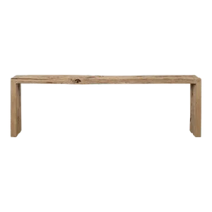 Mid-Century Weathered Natural Wood Waterfall Console Table