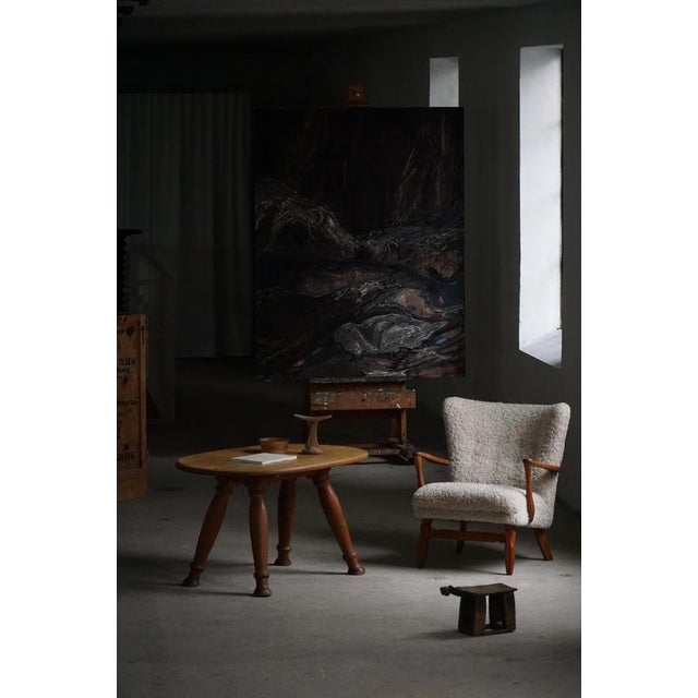 Vintage Lounge Chair in Oak and Shearling Lambswool by Viggo Boesen, 1950s For Sale - Image 12 of 18