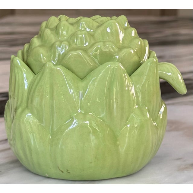 Ceramic MOS26damageVintage Studio Art Artichoke Motif Condiment Server For Sale - Image 7 of 11