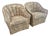 Vintage Channel Back Club Chairs Reupholstered in Waverley for Schumacher ‘Hazel’ Linen Fabric For Sale