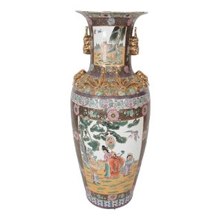 Large Vintage Chinese Canton Vase For Sale