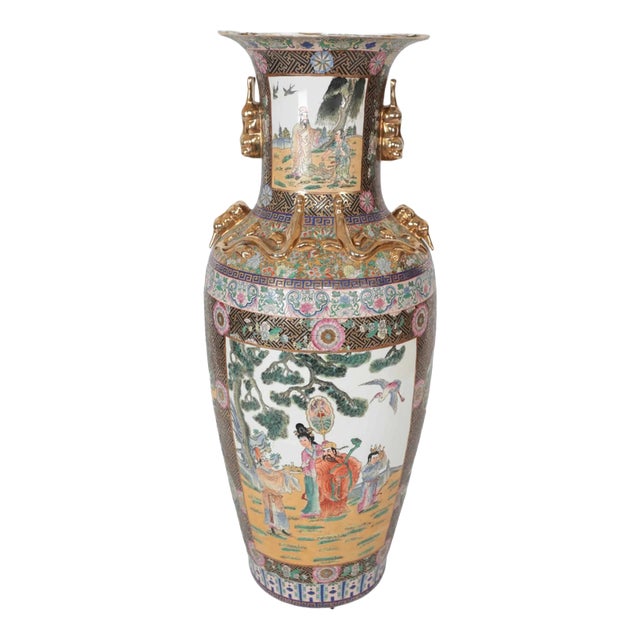 Large Vintage Chinese Canton Vase For Sale
