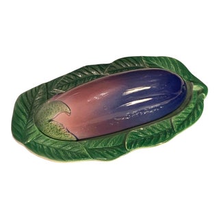 Vintage Italian Porcelain Eggplant Butter Dish For Sale