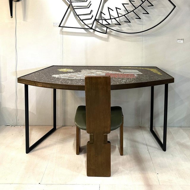 Free-Form Metal and Stone Mosaic Console Table attributed to Berthold Muller, 1960s For Sale - Image 3 of 13