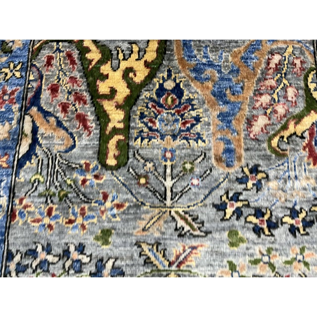 Gray & Blue Chobi Wool Runner Rug, Persian Bijar Floral Design, 2′7″ × 9′8″ For Sale - Image 10 of 15