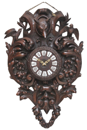 19th Century French Carved Oak Wall Clock, 1880s