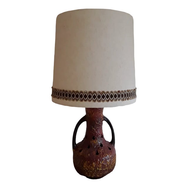 Large Ceramic Table Lamp in Fat Lava Style, 1970s For Sale