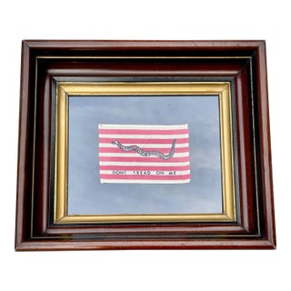 Vintage Don’t Tread on Me American Revolutionary Flag in Gilt Frame Gadsden Flag For Sale