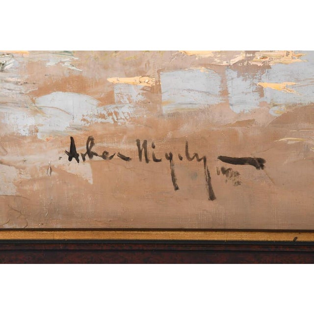 Wood Framed Signed "A Coastal Conversation" Oil on Canvas For Sale - Image 7 of 14