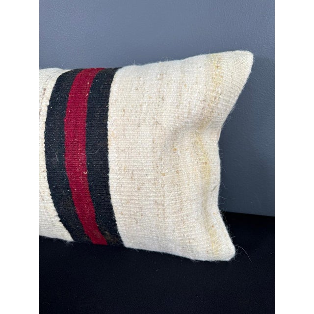 Turkish Hemp Pillow Cushion Natural Beige Red Pillow Cushion Cover 16" x 24" For Sale - Image 4 of 4