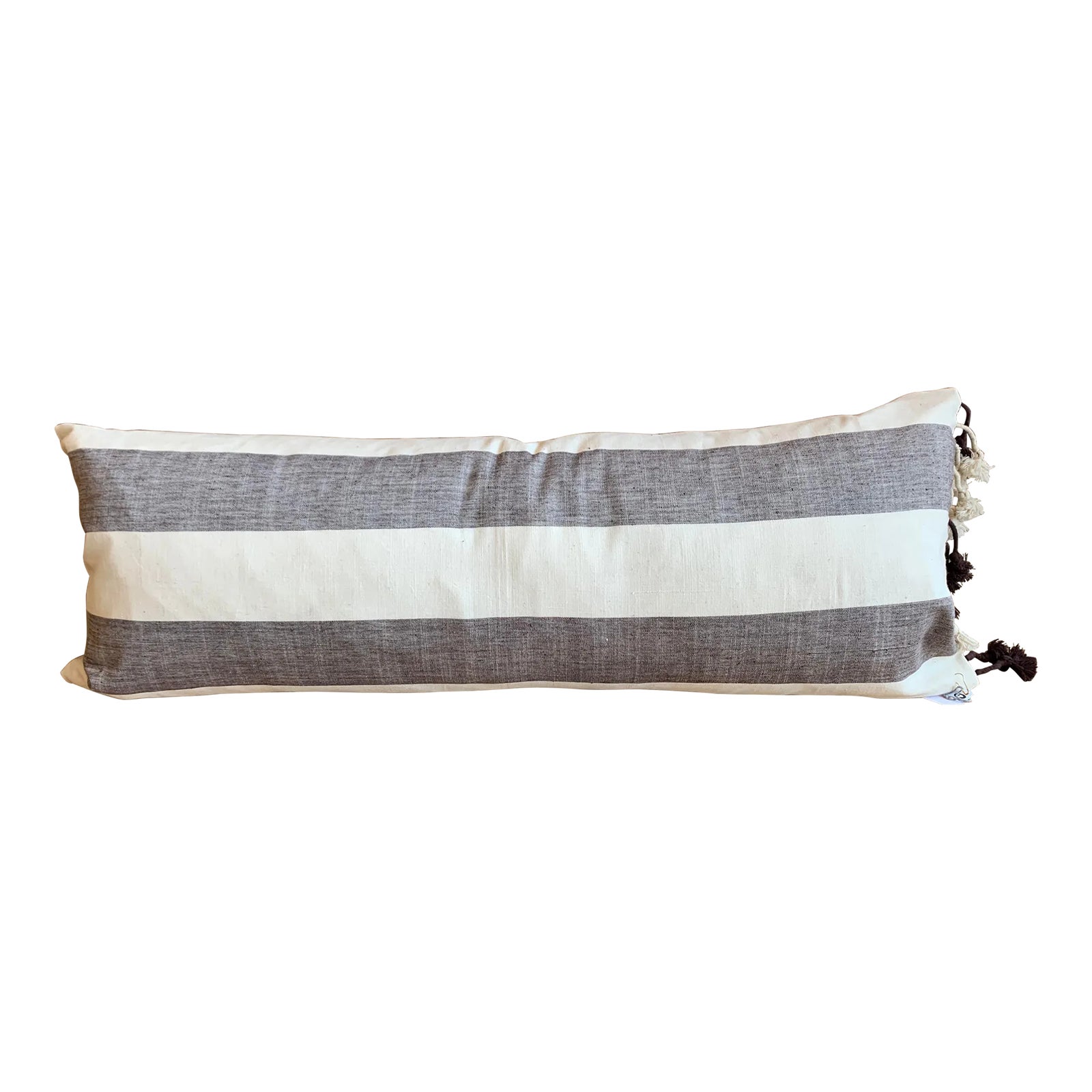 Long Lumbar Decorative Pillow in Black & White Stripe | Chairish