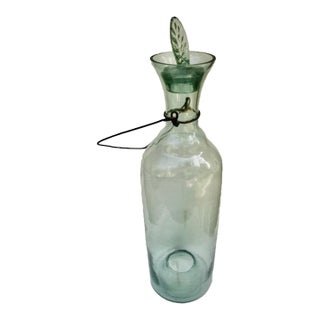 Vint. French Glass Bug Trap, Pale Green W/Stopper For Sale