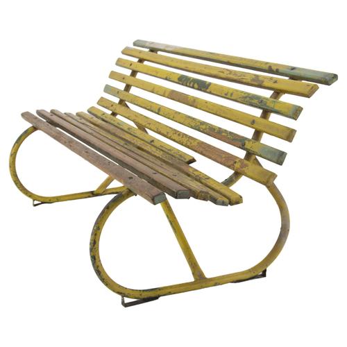 Vintage Industrial Wood and Iron Bench, Czech Republic, 1920s For Sale - Image 17 of 17