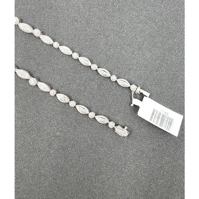 White 3.07 Ct Marquise Shaped Diamond Pave Necklace For Sale - Image 8 of 9